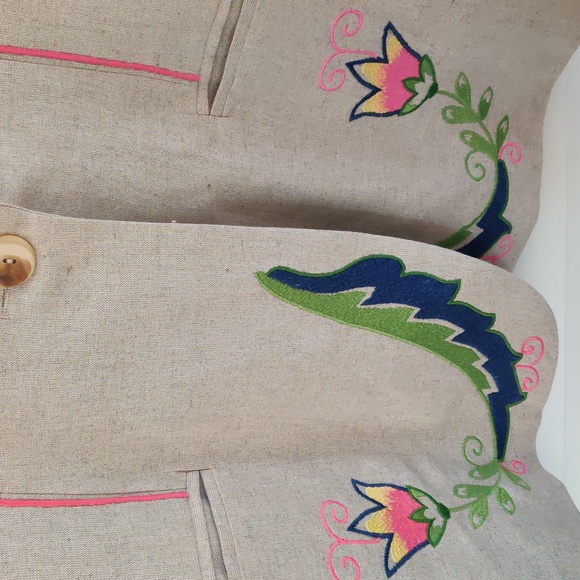 Harve Bernard NWOT linen embroidered skirt set size 12 - Picture 2 of 16